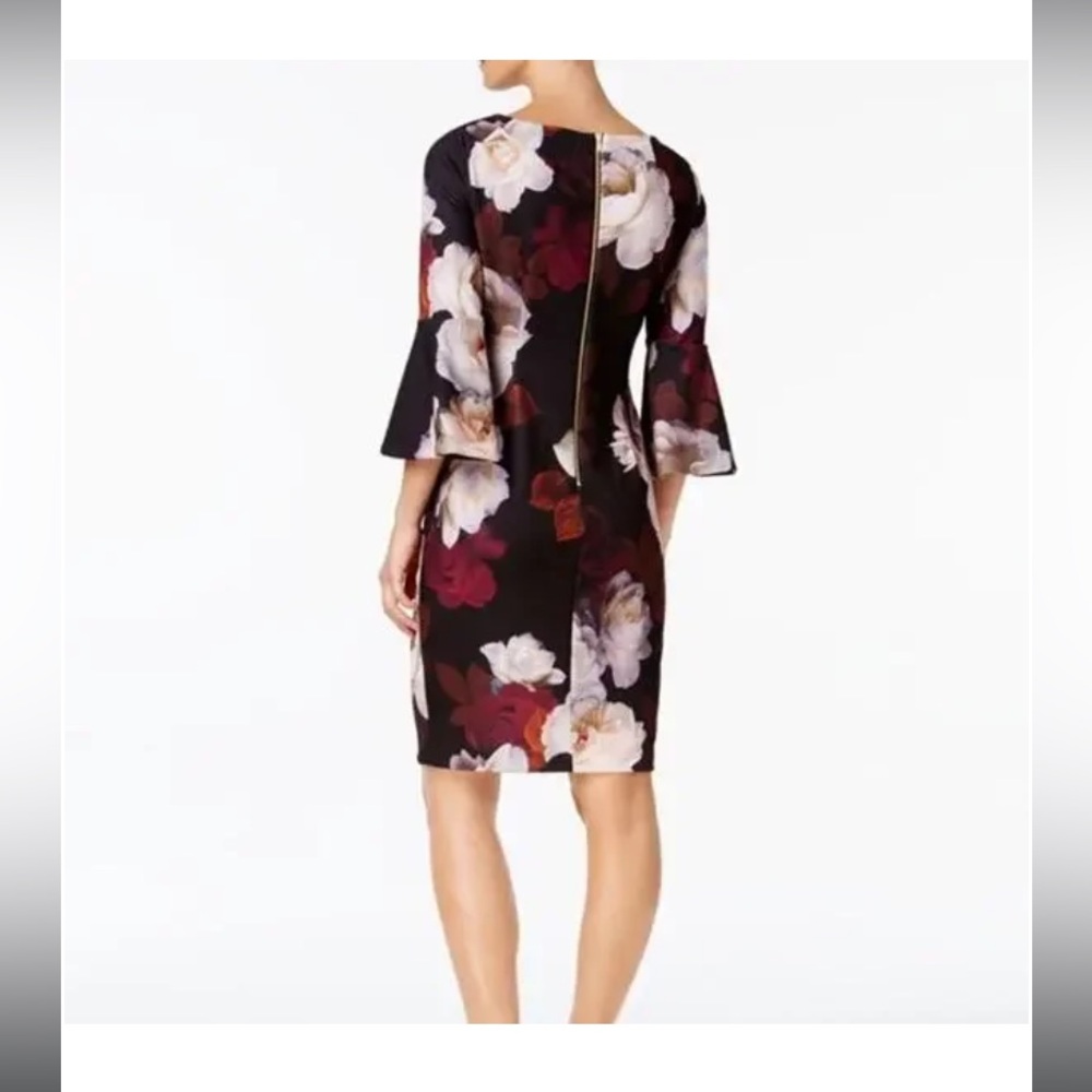 Calvin Klein Black Floral Long Sleeve Dress - Picture 3 of 14